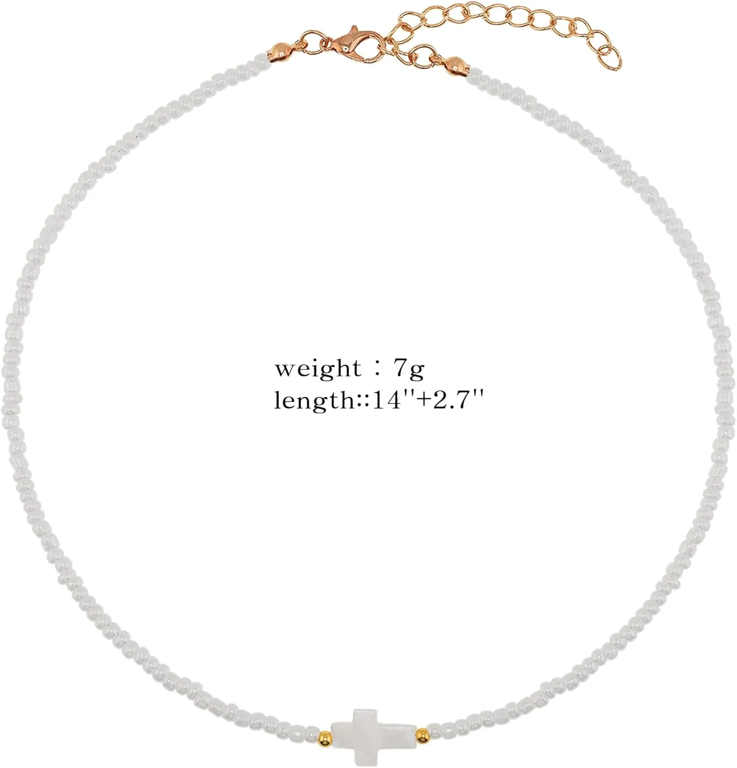 Bohemian Stackable Bead Necklace for Women Bohemian Style Boho Rainbow Cross Necklace
