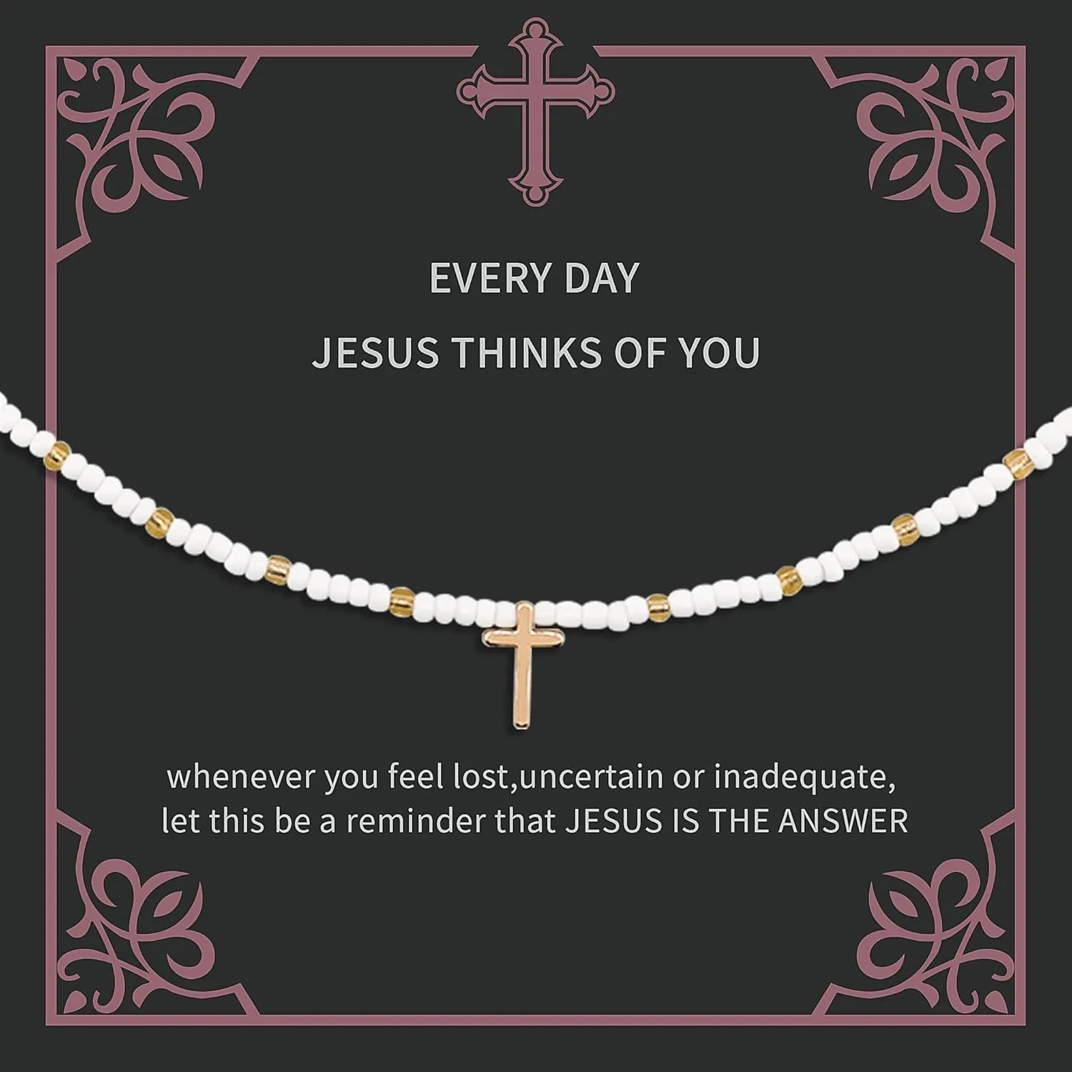 Bohemian Stackable Bead Necklace for Women Bohemian Style Boho Rainbow Cross Necklace