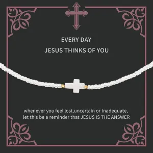 Bohemian Stackable Bead Necklace for Women Bohemian Style Boho Rainbow Cross Necklace