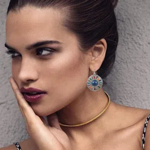 Bohemian Vintage Sliver Enamel Flower Circle Disc Lightweight Dangle Drop Earrings National Style Geometry Coin Hook Earrings For Women Jewelry Gifts
