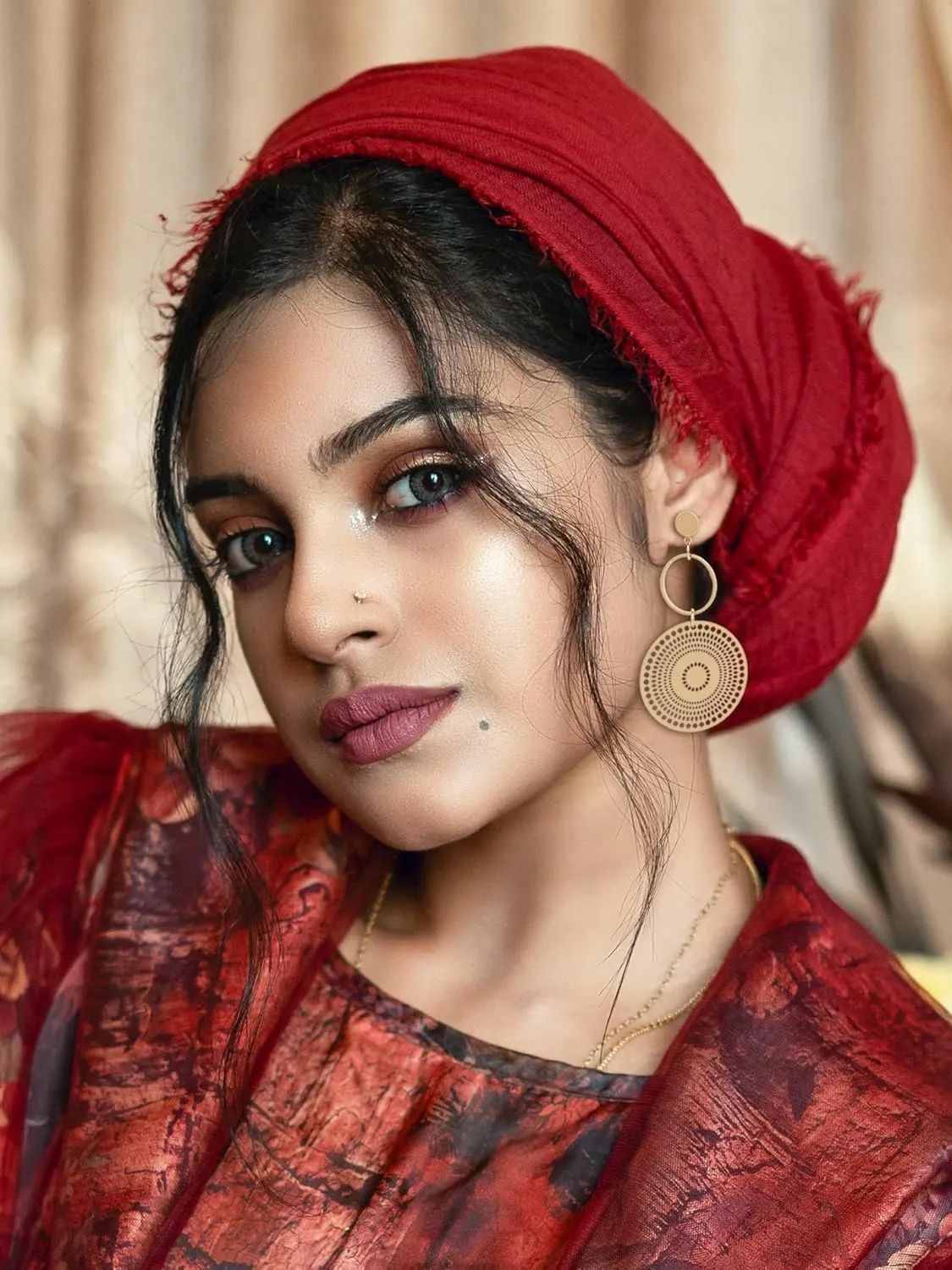 Boho Earrings for Women Simple Gold Bohemian Round Drop Dangle Earrings Indian Jhumka Bollywood Statement Earring Jewelry Gifts