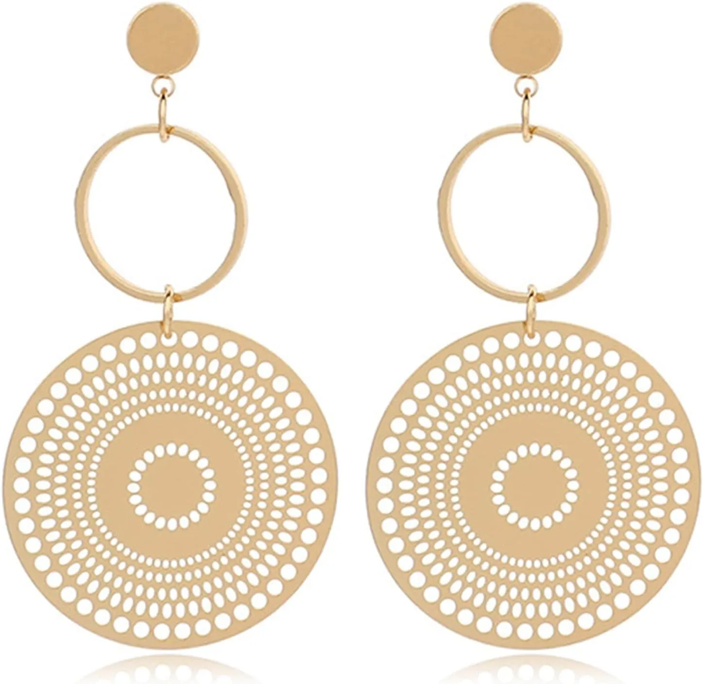 Boho Earrings for Women Simple Gold Bohemian Round Drop Dangle Earrings Indian Jhumka Bollywood Statement Earring Jewelry Gifts