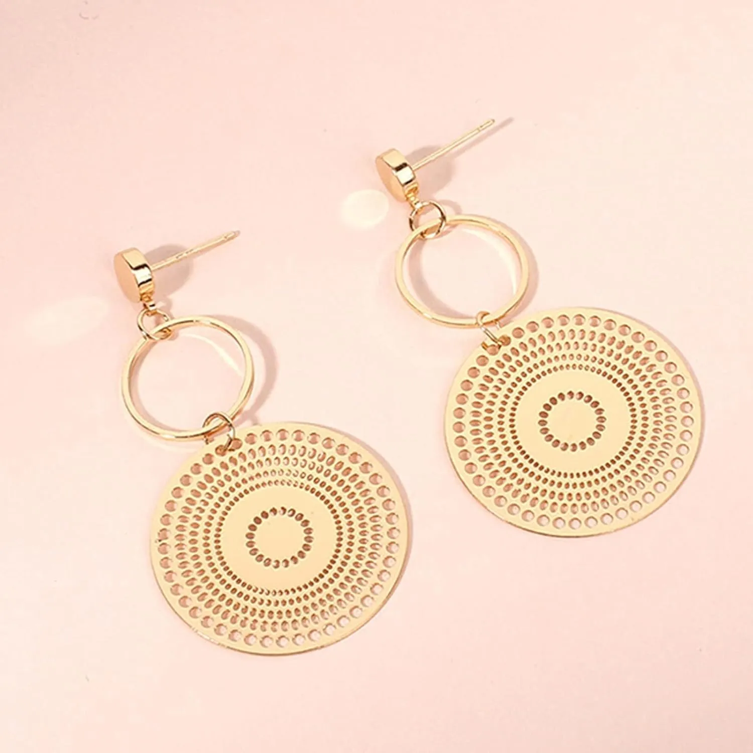 Boho Earrings for Women Simple Gold Bohemian Round Drop Dangle Earrings Indian Jhumka Bollywood Statement Earring Jewelry Gifts