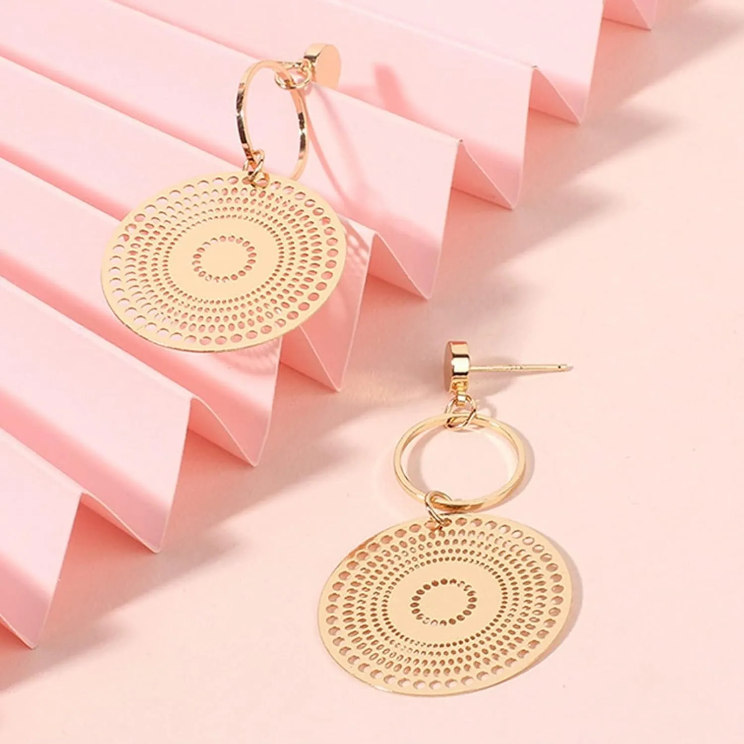 Boho Earrings for Women Simple Gold Bohemian Round Drop Dangle Earrings Indian Jhumka Bollywood Statement Earring Jewelry Gifts
