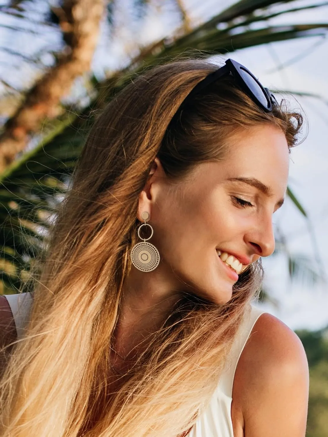 Boho Earrings for Women Simple Gold Bohemian Round Drop Dangle Earrings Indian Jhumka Bollywood Statement Earring Jewelry Gifts