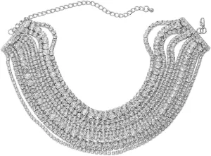 Boho Fashion Prom Shinny Luxury Rhinestones Choker Necklace Dainty Layered Sexy Body Chain Choker Necklace Dainty Gold Silver Halloween Christmas Necklace Gift for Women