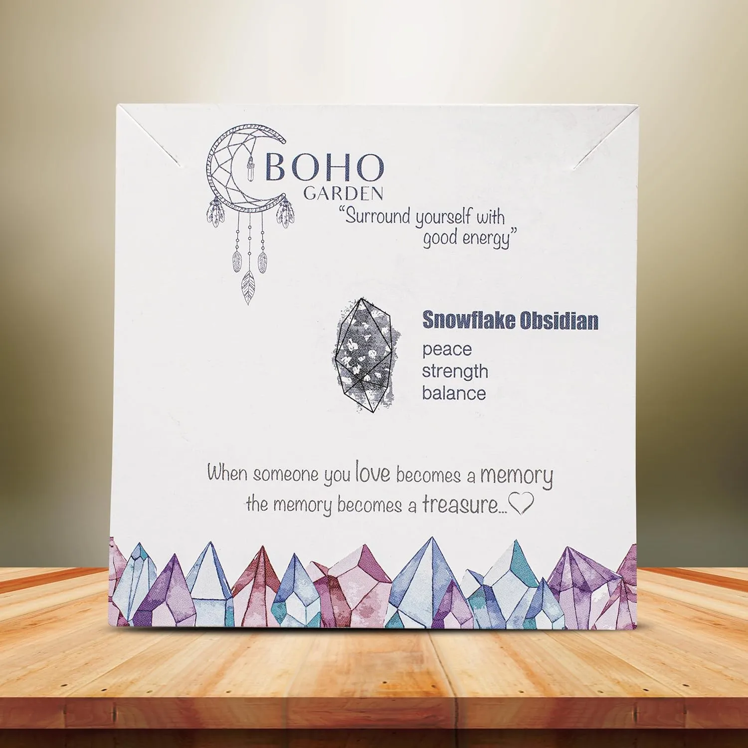 BOHO GARDEN Crystal Urn Necklace - Beautiful Cremation Jewelry For Ashes with Gem Stones - Remembrance Pendant Locket for Holding Human or Pet Cremains - Comes with Funnel, Spoon, Stick - 0.8"