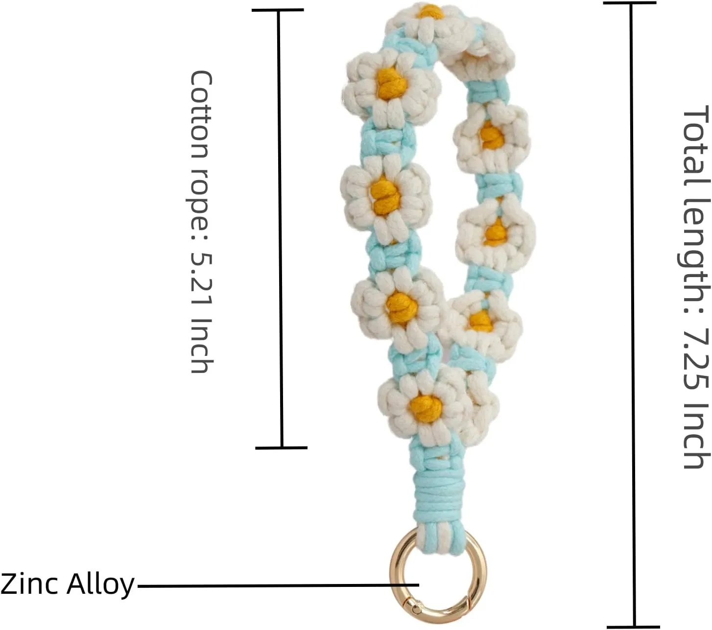 Boho Keychain Handmade Keychain Wristlet Key Chain Wrist Lanyard for Keys Cute daisy keychain for Women