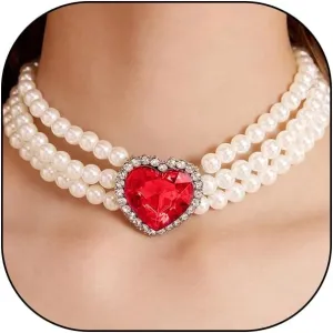 Boho Layered Heart Pearl Choker Necklace for Women Lover,Dainty Crystal Love Pearl Beaded Statement Necklace Trendy Adjustable Jewelry Gifts