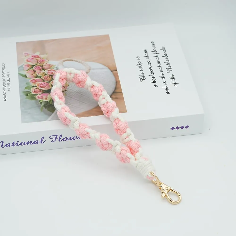 Boho Macrame Cute Cat Paw Wristlet Key Chain Ring Handmade Dog Claw Keychain Bracelet Wrist Lanyard for Women Girls