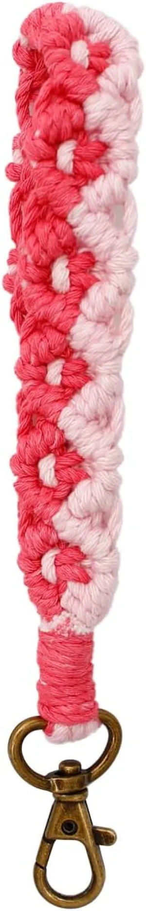 Boho Macrame Keychain Bracelet Handmade Wristlet Keyring Holder Wrist Lanyard for Women Girls