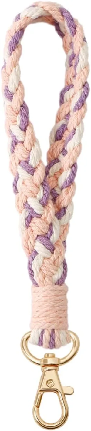 Boho Macrame Keychain Bracelet Handmade Wristlet Keyring Holder Wrist Lanyard for Women Girls