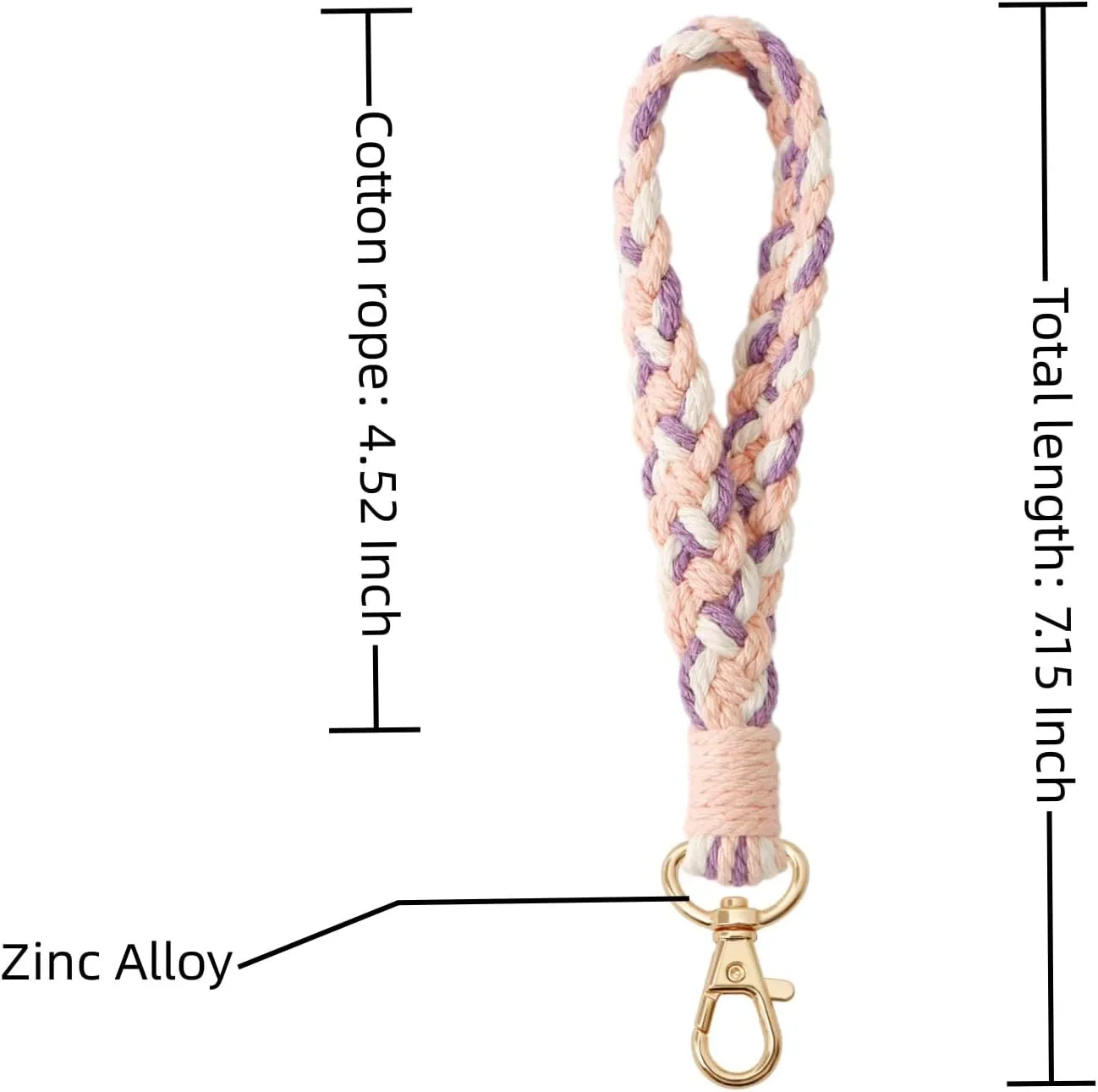 Boho Macrame Keychain Bracelet Handmade Wristlet Keyring Holder Wrist Lanyard for Women Girls