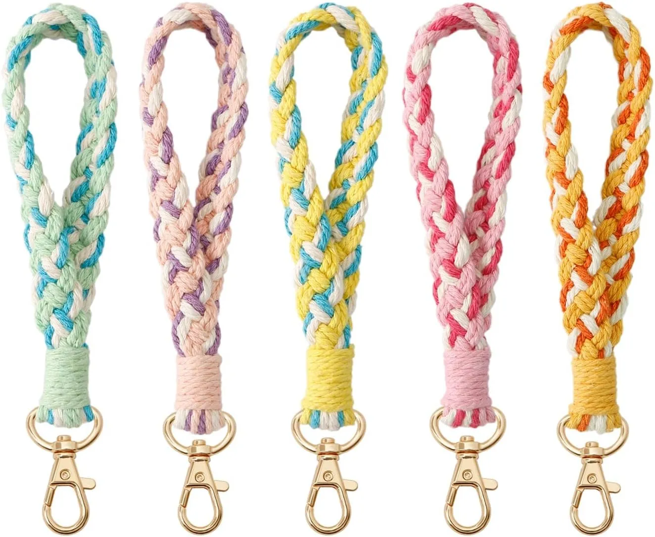 Boho Macrame Keychain Bracelet Handmade Wristlet Keyring Holder Wrist Lanyard for Women Girls