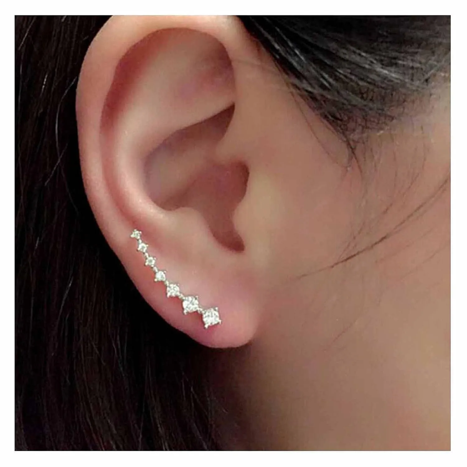 Boho Rhinestone Ear Crawler Earrings Gold Crystal Ear Climbers Crystals Ear Cuffs Hoop Climber CZ Studs Earrings Jewelry for Women (Gold)