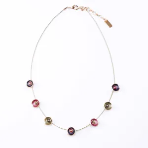 Boho Style Flower Necklace, Pink Purple Gray