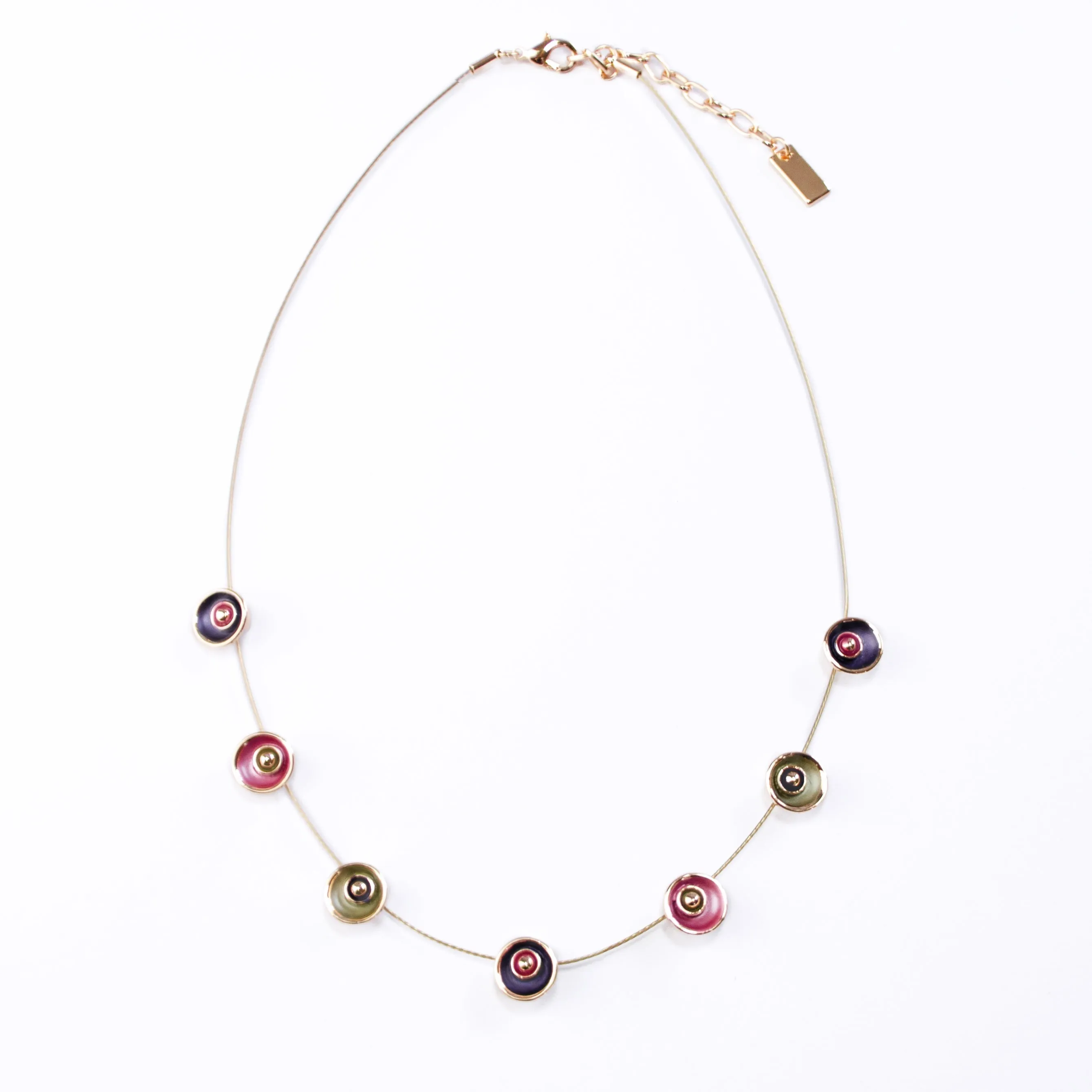 Boho Style Flower Necklace, Pink Purple Gray