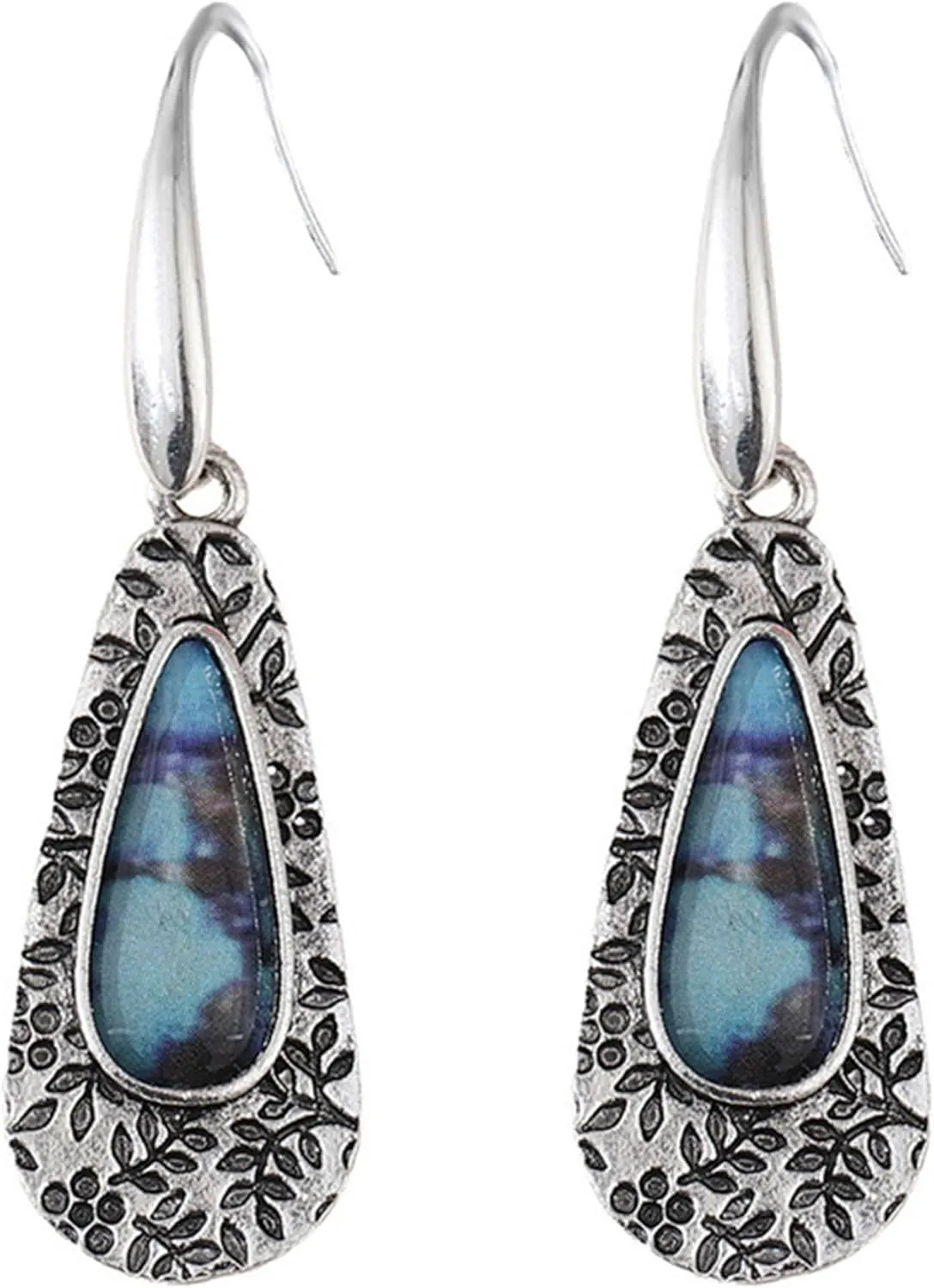 Boho Turquoise Dangle Drop Earrings for Women Bohemian Ethnic Jewelry Vintage Metal Earrings Summer Earring