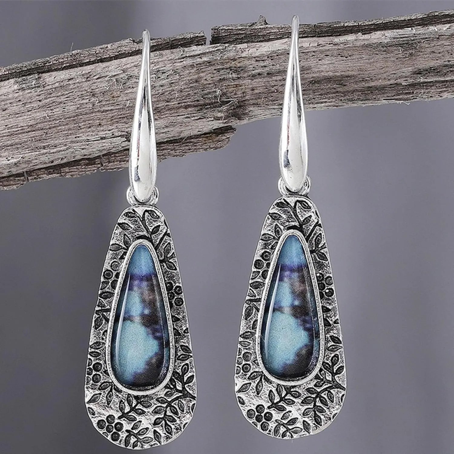 Boho Turquoise Dangle Drop Earrings for Women Bohemian Ethnic Jewelry Vintage Metal Earrings Summer Earring