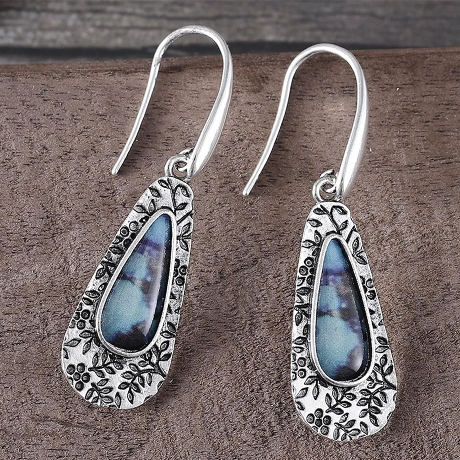 Boho Turquoise Dangle Drop Earrings for Women Bohemian Ethnic Jewelry Vintage Metal Earrings Summer Earring