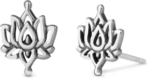Boma Jewelry Sterling Silver Bohemian Lotus Blossom Flower Stud Earrings
