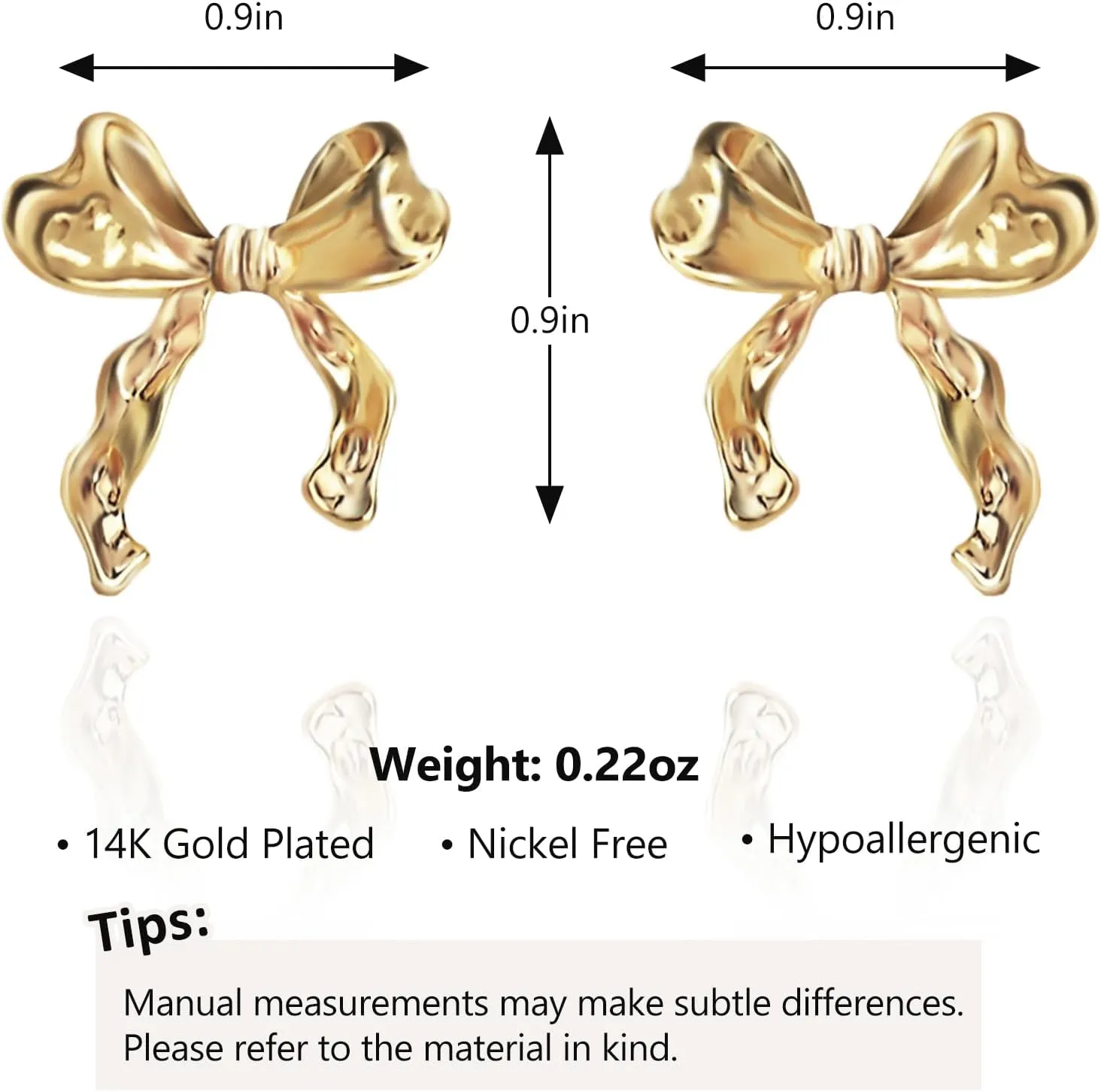 Bow Earrings for Women, 18K Gold Plated Bow Stud Earrings Bow Dangle Drop Earrings Ribbon Earrings Trendy Prom Earrings Gold Earrings for Women Gold Jewelry Gifts for Her Women