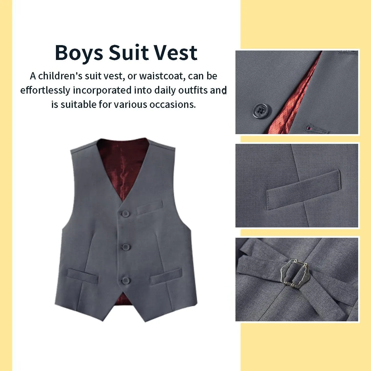 Boys Suit, Kids Formal Tuxedos for Boy Vest and Pants Set, Teen Boys Dress Clothes for Wedding