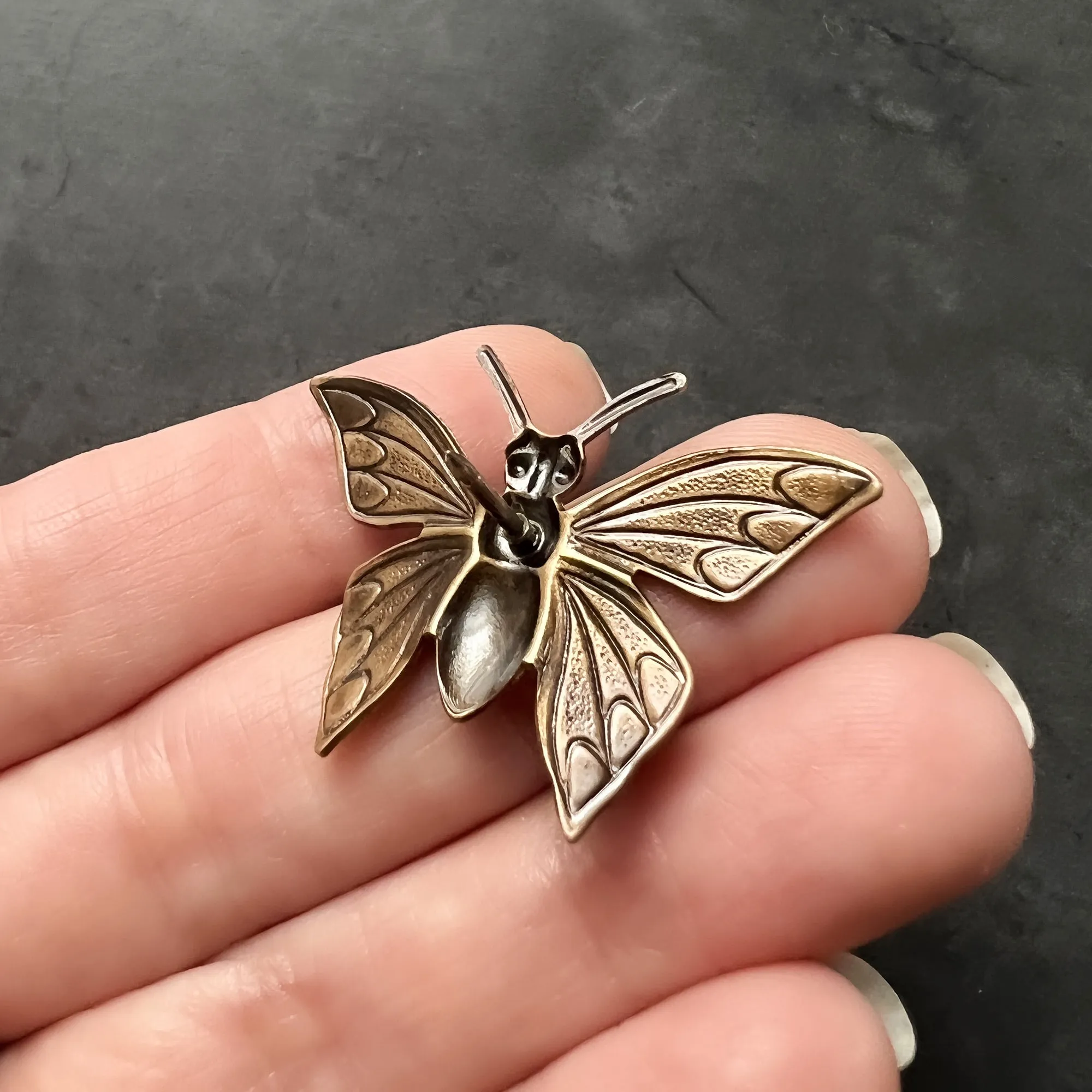 Brass Butterfly Insect Pin or Brooch