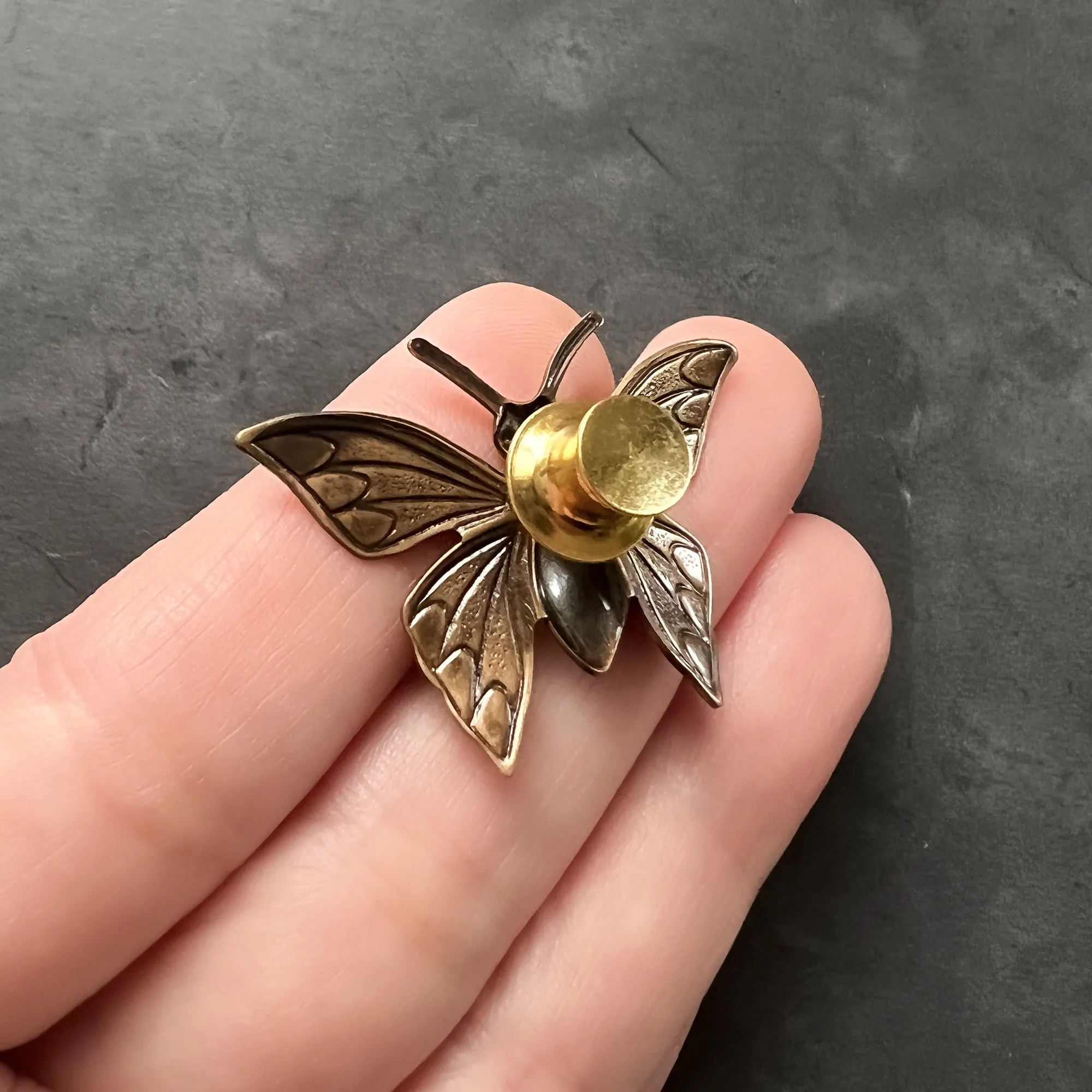 Brass Butterfly Insect Pin or Brooch