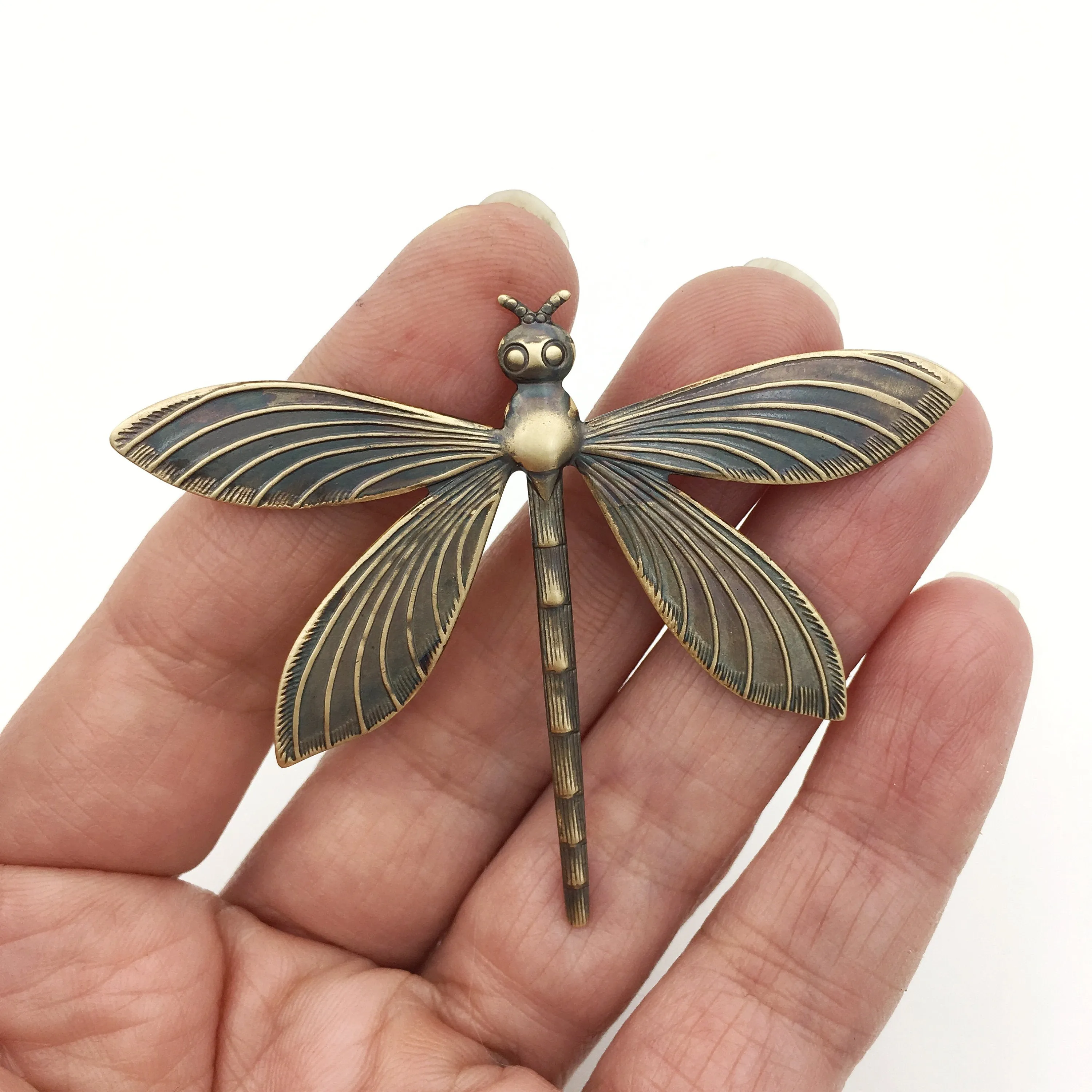 Brass Dragonfly Insect Pin or Brooch