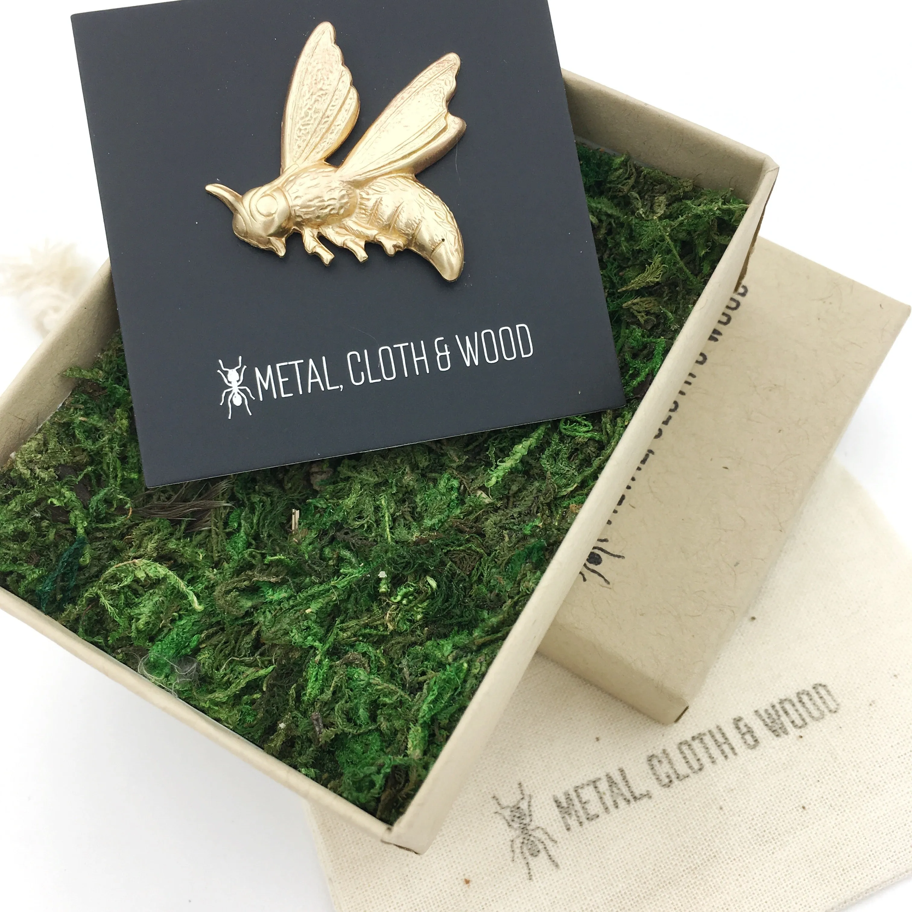 Brass Wasp Insect Pin or Brooch -- Available in Bright Gold or Antiqued Gold Finish!