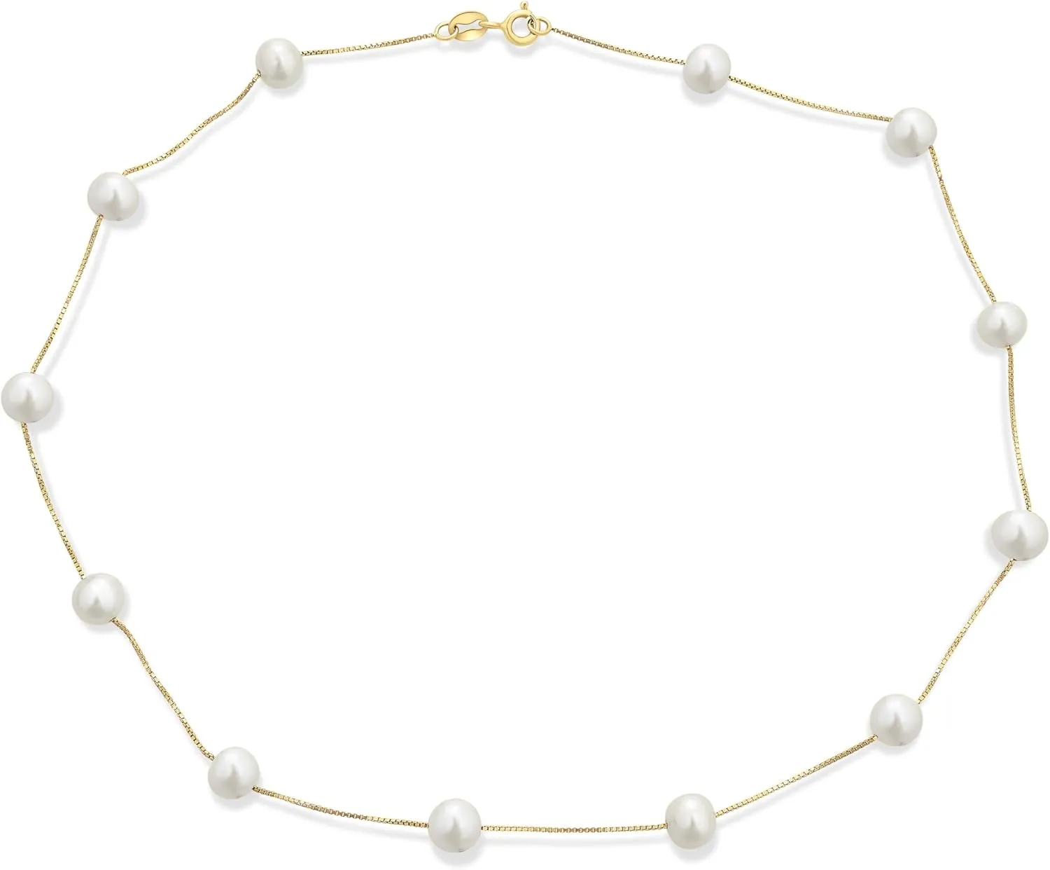 Bridal Tin CupWhite Pink Black Freshwater Cultured 7MM Pearl Genuine Multi Color Gemstones Pearls Necklace Chain Station For Women Yellow Gold Plated .925 Sterling Silver 16 18 Inch