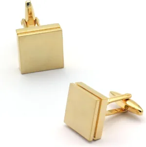 Brushed Square Gold Cufflinks for Men, Matte Finish Brass Cufflinks, Ideal for Business and Formal Events
