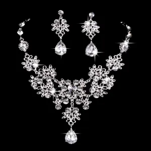 Butterfly Big Water Drop Necklace Earring Jewelry Set