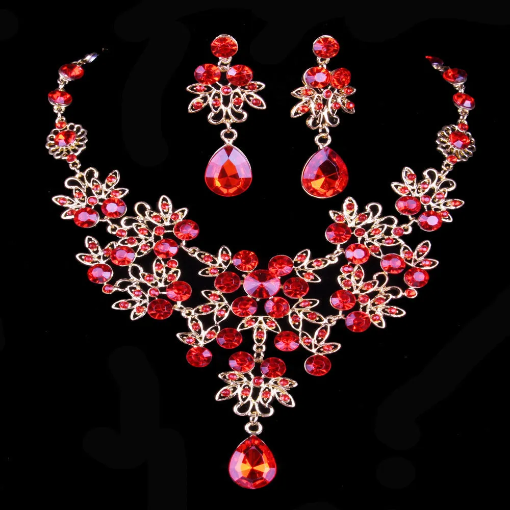 Butterfly Big Water Drop Necklace Earring Jewelry Set