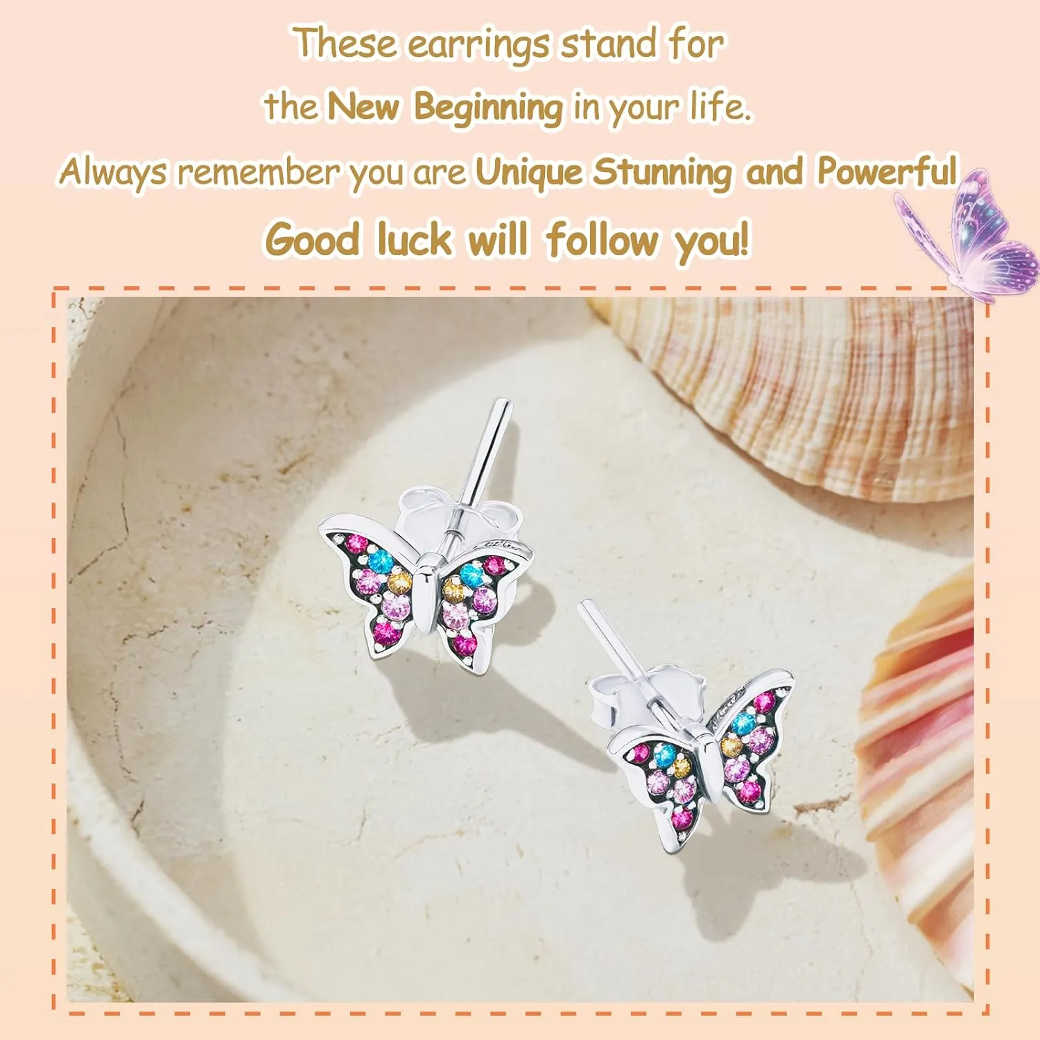 Butterfly Earrings Gifts for Girls, CZ Dainty Steel Plate Butterfly Earrings for 8-12 Years Old Girls Trendy Party Camps Daily Birthday Gifts for Her Birthday Gift 6 7 8 9 12 16 21 Years Old Jewelry