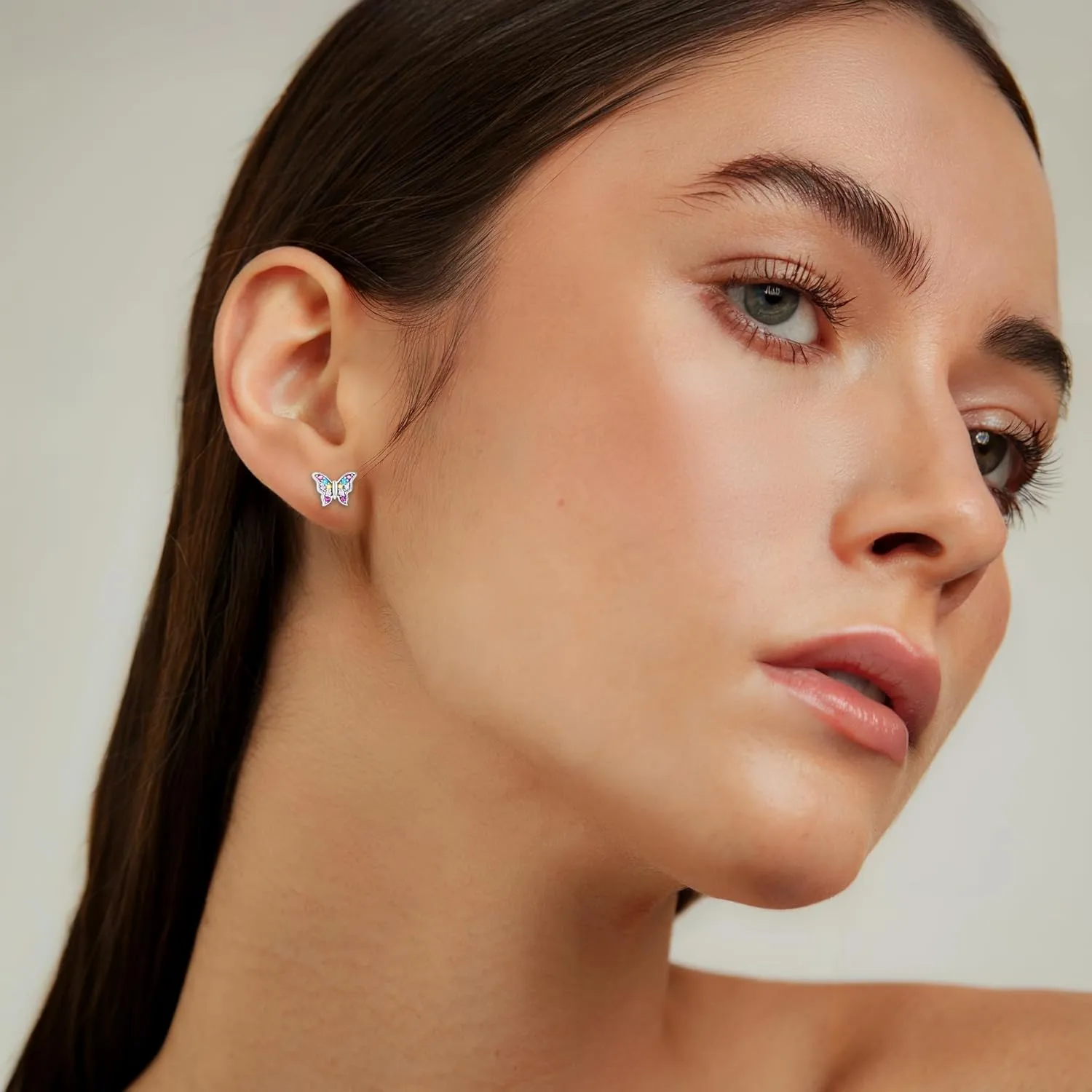 Butterfly Earrings Gifts for Girls, CZ Dainty Steel Plate Butterfly Earrings for 8-12 Years Old Girls Trendy Party Camps Daily Birthday Gifts for Her Birthday Gift 6 7 8 9 12 16 21 Years Old Jewelry