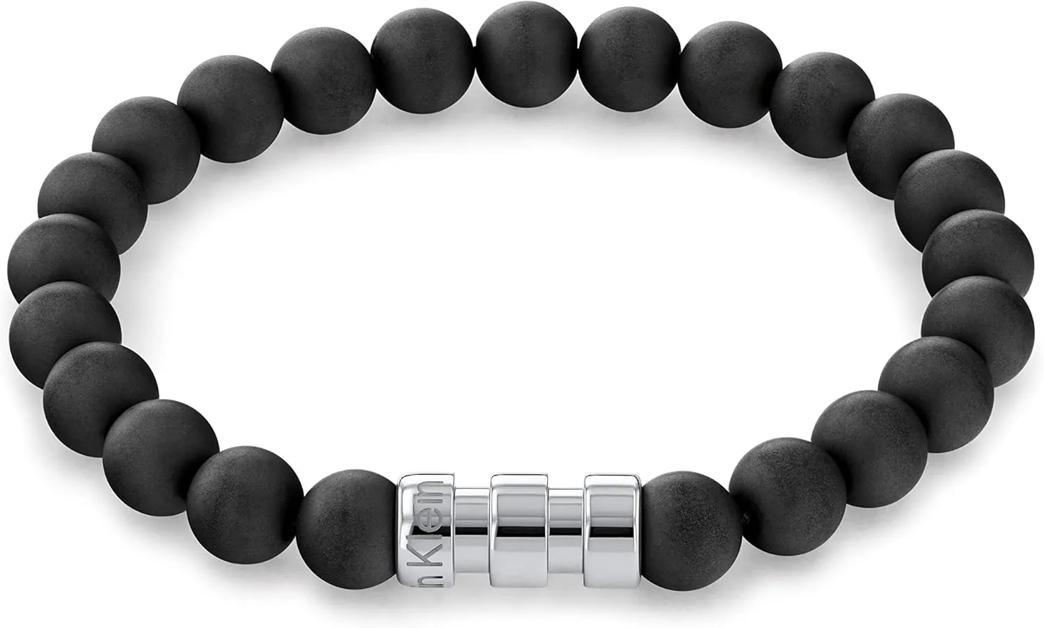 Calvin Klein Round Beaded Jewelry Bracelet for Men - Steel Metal, Sculpted Bar Design - Fashion Accessory - Gift for Him