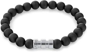 Calvin Klein Round Beaded Jewelry Bracelet for Men - Steel Metal, Sculpted Bar Design - Fashion Accessory - Gift for Him