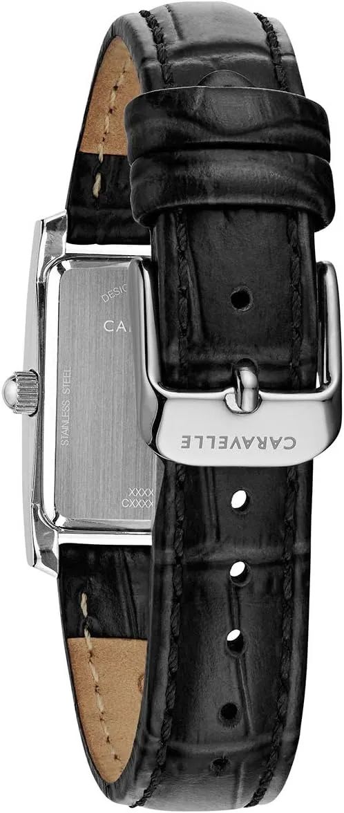 Caravelle by Bulova Ladies' Dress 3-Hand Quartz Watch, Rectangle Case, Roman Numeral, Curved Mineral