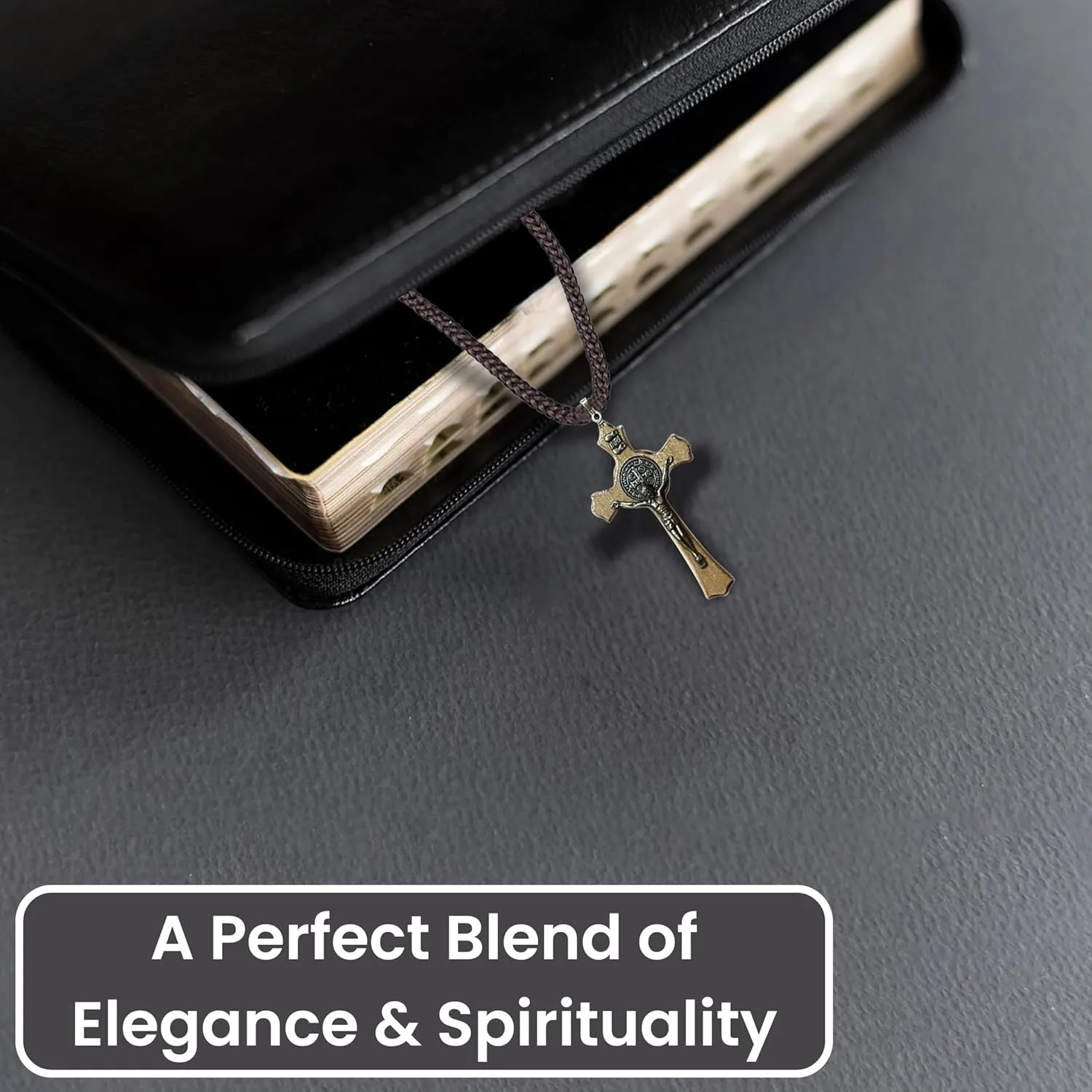 Catholica Shop Saint Benedict Medal Wood Crucifix Cord Necklace for Men & Women  Handcrafted Religious Pendant, Healing, Travel Protection, Perfect for Gifting on Special Occasions, Made in Brazil