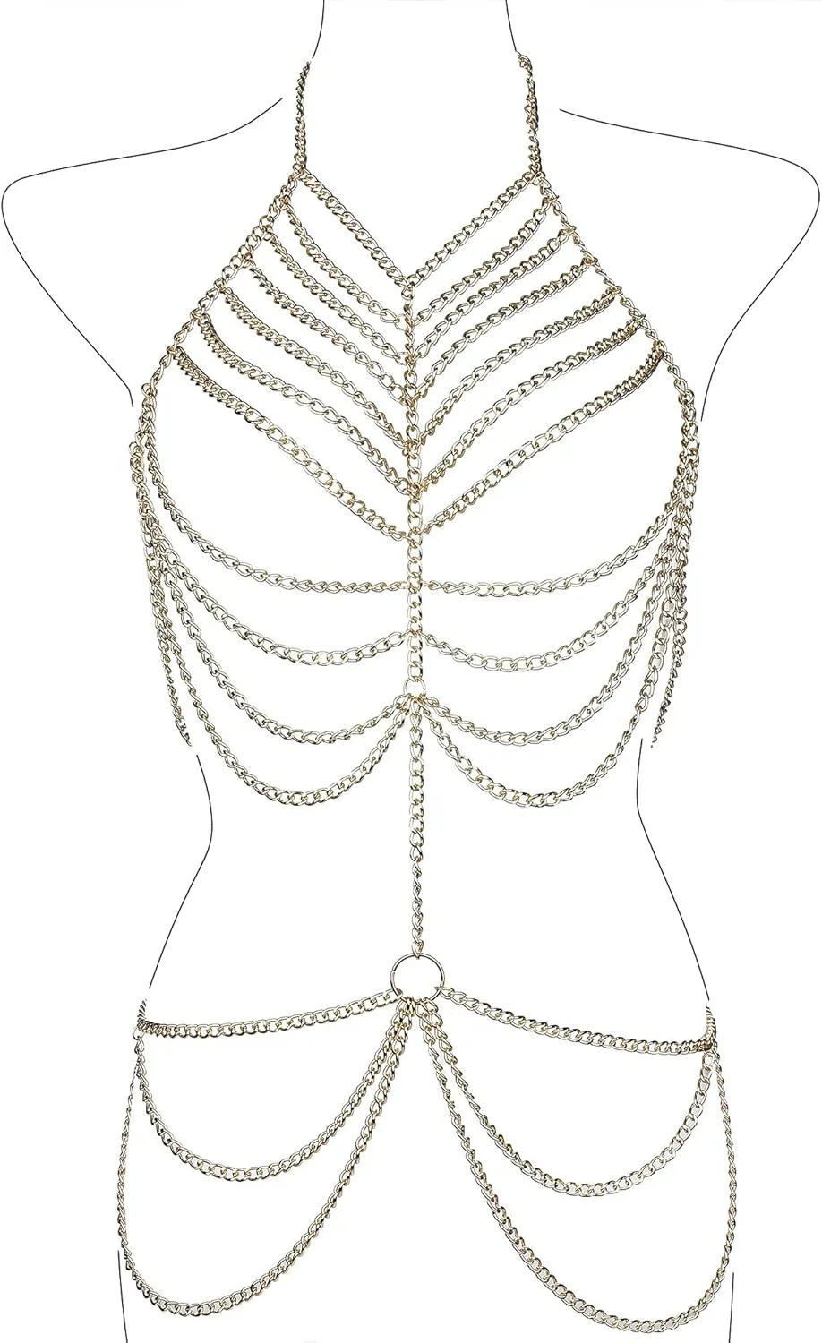 CCbodily Body Chain Jewelry for Women - Fashion Boho Backless Full Body Chain Belly Chain Jewelry Set for Costume Party
