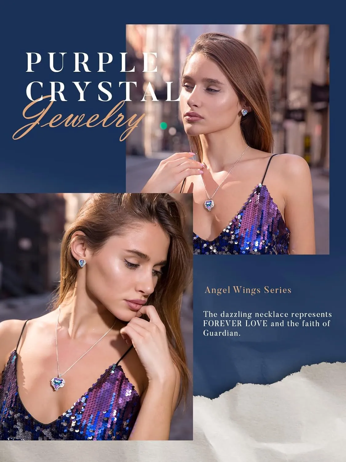 CDE Angel Wings Necklace for Women with Birthstone, Love Heart Silver Tone/Gold Tone Pendant, Ideal Anniversary or Birthday Jewelry Gifts for Wife Girlfriend Her