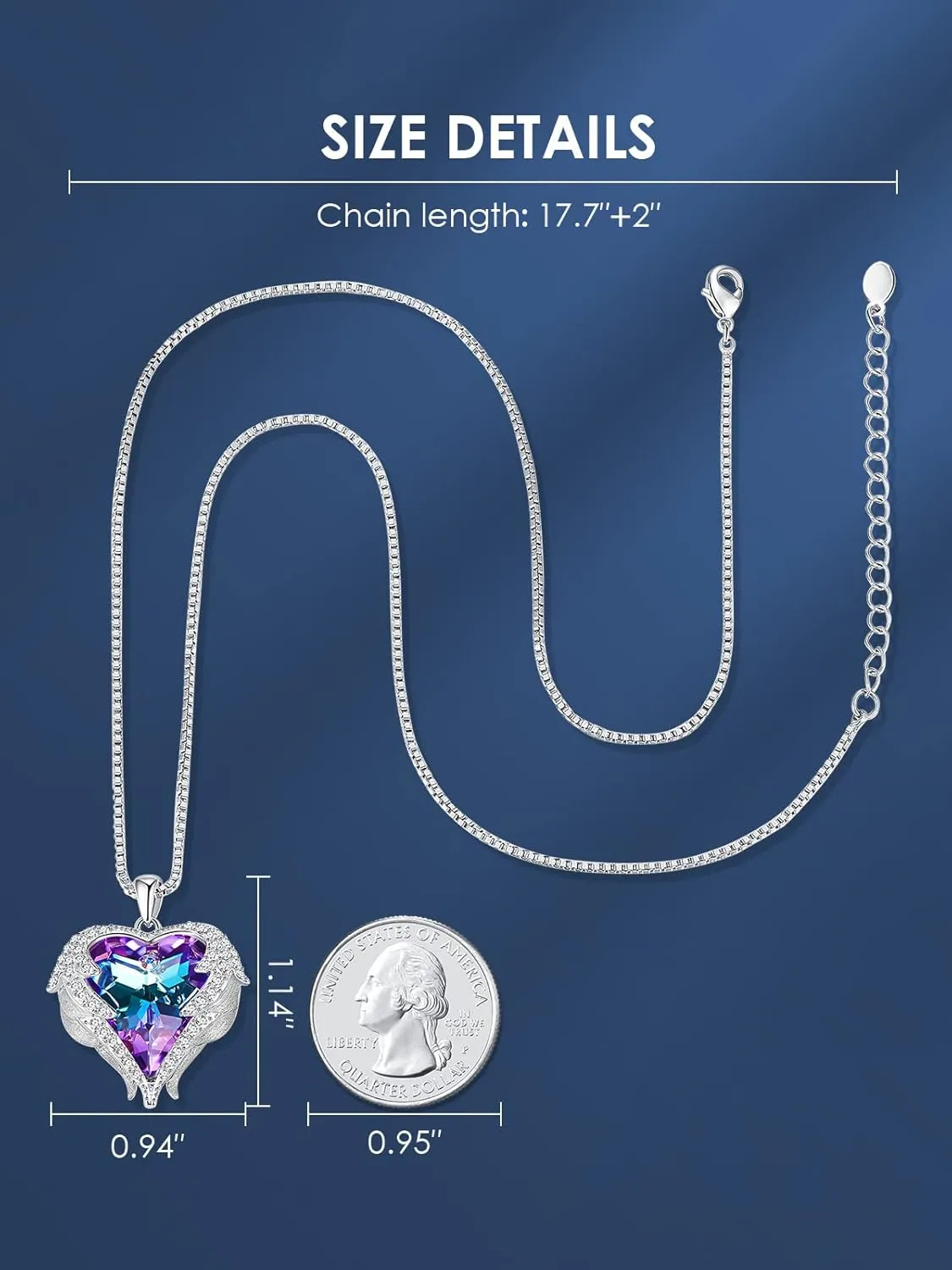 CDE Angel Wings Necklace for Women with Birthstone, Love Heart Silver Tone/Gold Tone Pendant, Ideal Anniversary or Birthday Jewelry Gifts for Wife Girlfriend Her
