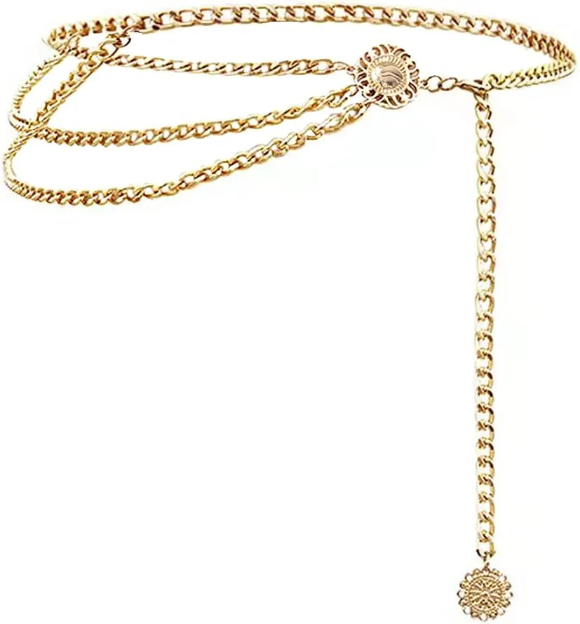 Chain Belts for Women Fashion Plus Size Waist Chain Belt Gold Silver Waist Belt Belly Chain Waist Belt Body Chain for Dress