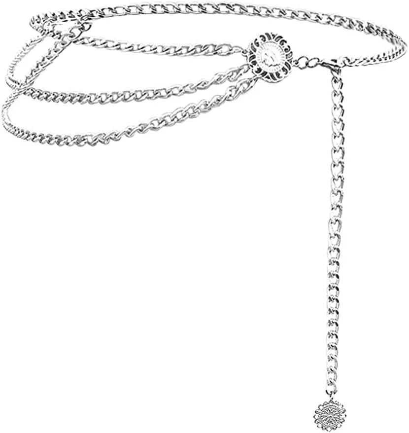 Chain Belts for Women Fashion Plus Size Waist Chain Belt Gold Silver Waist Belt Belly Chain Waist Belt Body Chain for Dress