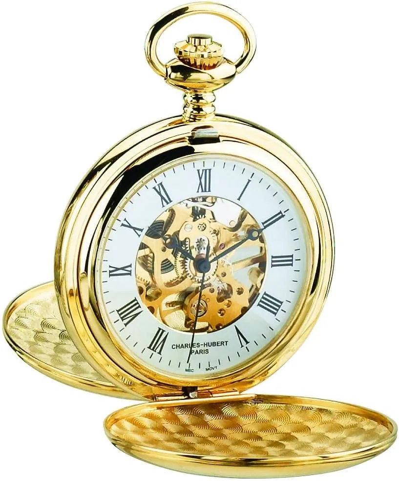 Charles-Hubert, Paris Gold-Plated Mechanical Pocket Watch
