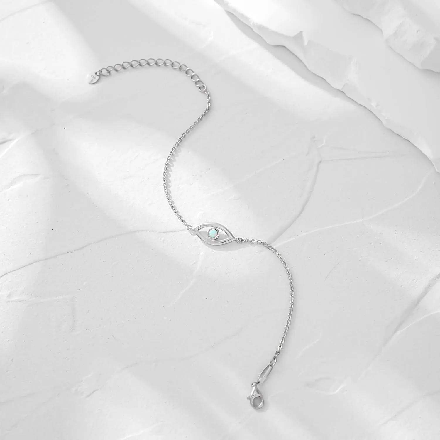 CHIC & ARTSY Opal Bracelet 925 Sterling Silver Synthetic Opal Bracelet Opal Butterfly, Stethoscope, Evil Eye, Cross, Bar, Infinity Bracelet for Women Adjustable Sister Friendship Bracelets Christmas Jewelry