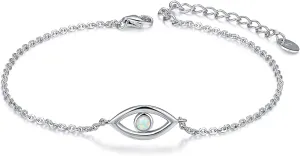 CHIC & ARTSY Opal Bracelet 925 Sterling Silver Synthetic Opal Bracelet Opal Butterfly, Stethoscope, Evil Eye, Cross, Bar, Infinity Bracelet for Women Adjustable Sister Friendship Bracelets Christmas Jewelry