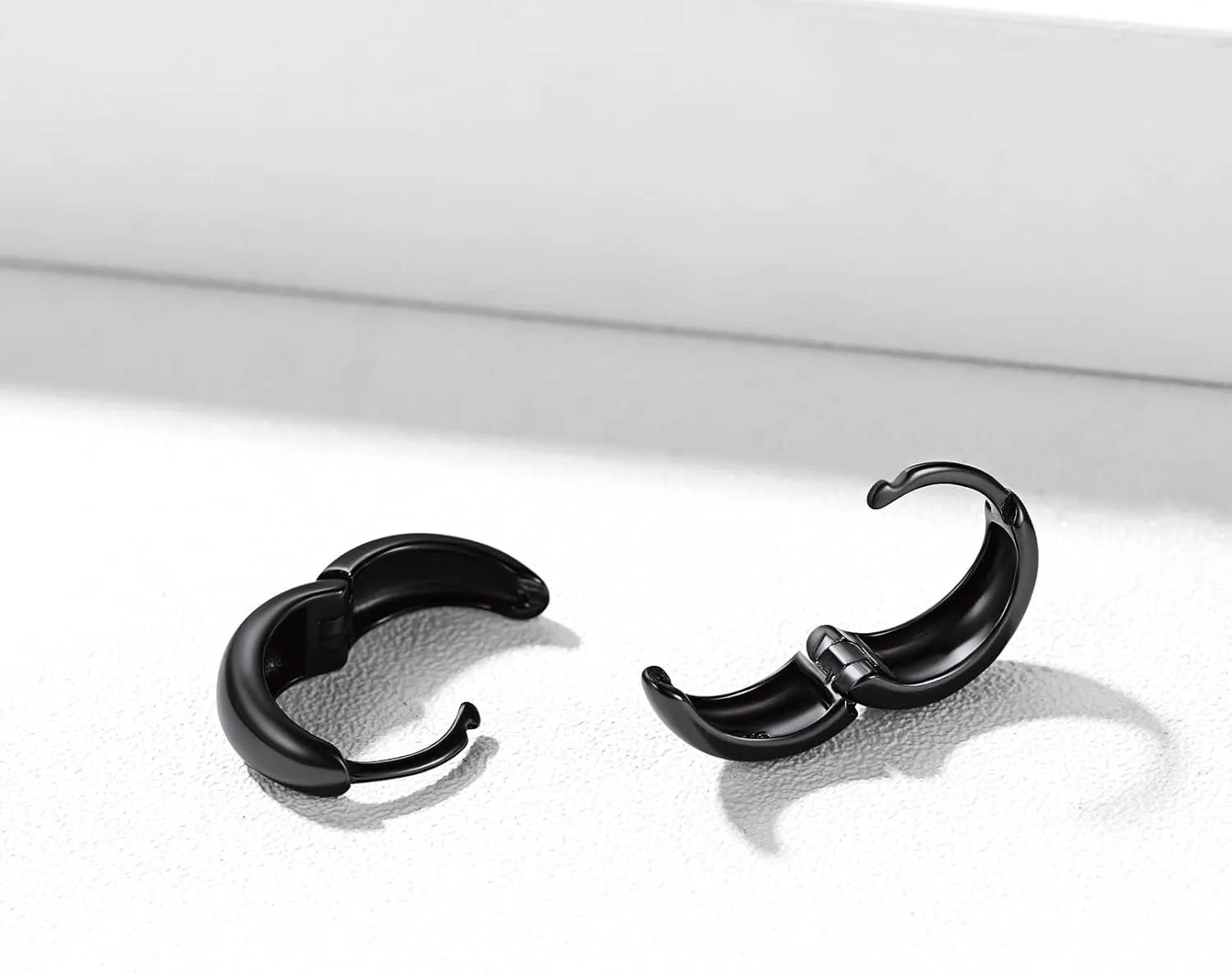 ChicSilver Small Chunky Hoop Earrings White Gold Plated Silver Thick Huggie Hoop Earrings for Women Hypoallergenic Lightweight (with Gift Box)